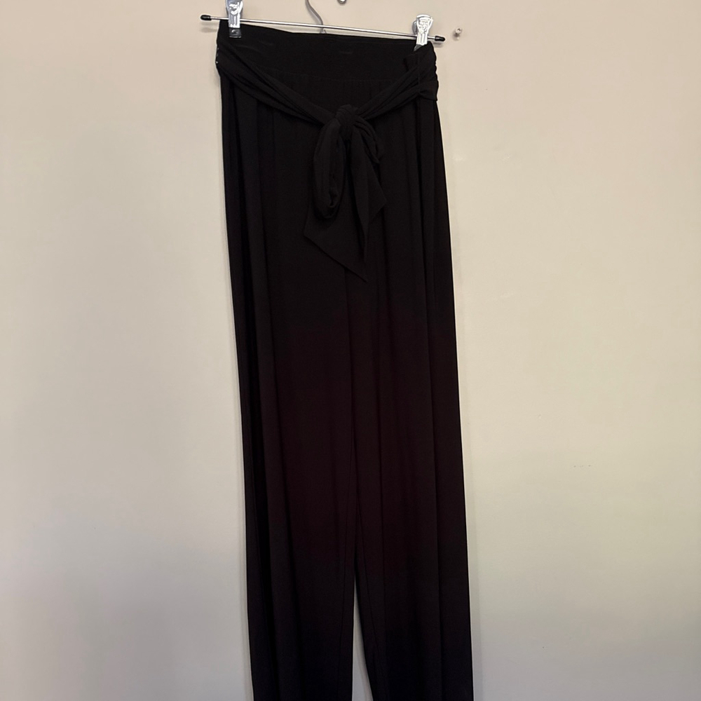 Women's C. EST. 1946 Black Wide Leg Dress Pants Size M Elastic Waist with tie be